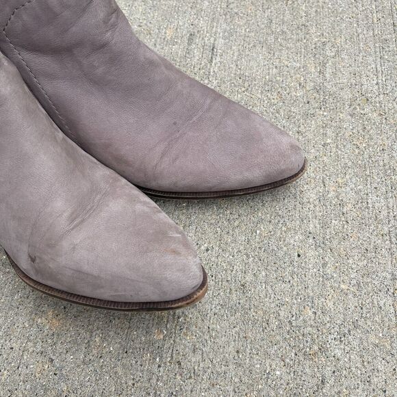 Franco Sarto Laslo Ankle Bootie Womens Size 8M Gray Leather Heeled Almond Toe - Picture 11 of 11